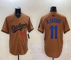 Nike Los Angeles Dodgers #11 Roki Sasaki Army green Joint baseball jersey