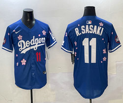Nike Los Angeles Dodgers #11 Roki Sasaki Blue 2025 Tokyo Series Stitched MLB Jersey