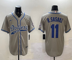 Nike Los Angeles Dodgers #11 Roki Sasaki Gray Joint Jersey