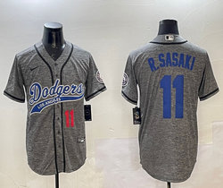 Nike Los Angeles Dodgers #11 Roki Sasaki Hemp grey Joint Stitched MLB Jersey