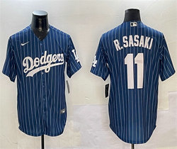 Nike Los Angeles Dodgers #11 Roki Sasaki Navy Baseball Jersey