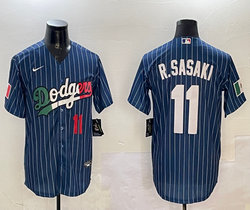 Nike Los Angeles Dodgers #11 Roki Sasaki Navy Mexico Baseball Jersey