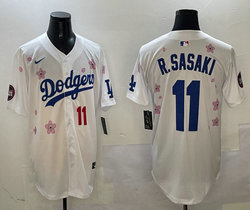 Nike Los Angeles Dodgers #11 Roki Sasaki White 2025 Tokyo Series Stitched MLB Jersey