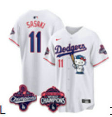 Nike Los Angeles Dodgers #11 Roki Sasaki White Hello Kitty Night Jersey