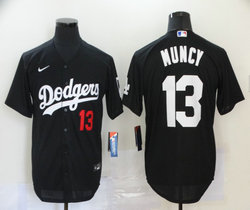 Nike Los Angeles Dodgers #13 Max Muncy Black red 13 front Inverted Legend Authentic Stitched MLB jerseys