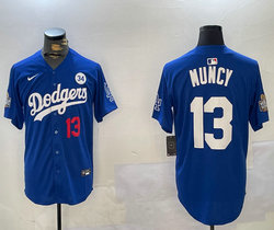 Nike Los Angeles Dodgers #13 Max Muncy Blue 34 patch 2024 World Series Baseball Jersey