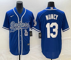 Nike Los Angeles Dodgers #13 Max Muncy Blue Joint Team Patch on front Stitched MLB Jersey