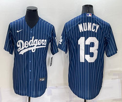 Nike Los Angeles Dodgers #13 Max Muncy Blue White stripe Throwback Authentic Stitched MLB jersey