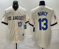 Nike Los Angeles Dodgers #13 Max Muncy Cream 2024 City 13 Front Game Authentic Stitched MLB Jersey