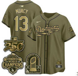 Nike Los Angeles Dodgers #13 Max Muncy Olive 2026 Armed Forces Day MLB Jersey