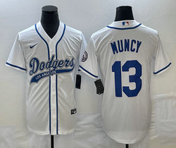 Nike Los Angeles Dodgers #13 Max Muncy White Joint Name Game Authentic Stitched MLB Jersey