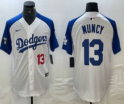 Nike Los Angeles Dodgers #13 Max Muncy White fashion Red 22 on front Game Authentic Stitched MLB Jersey