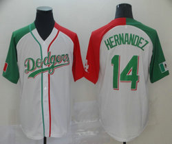 Nike Los Angeles Dodgers #14 Enrique Hernandez Green Red Authentic Stitched MLB Jersey
