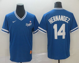 Nike Los Angeles Dodgers #14 Enrique Hernandez Pullover Throwback Authentic stitched MLB jersey