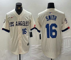 Nike Los Angeles Dodgers #16 Will Smith Cream 2024 City 16 Front Game Authentic Stitched MLB Jersey