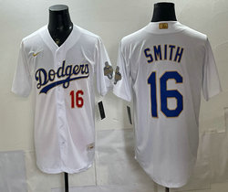 Nike Los Angeles Dodgers #16 Will Smith White 2026 Gold Stadium Baseball Jersey
