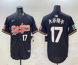 Nike Los Angeles Dodgers #17 大谷翔平 Black 7-color Stitched MLB Jersey