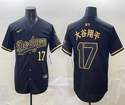 Nike Los Angeles Dodgers #17 大谷翔平 Black Gold 5(V) Joint MLB Jersey