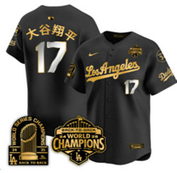 Nike Los Angeles Dodgers #17 大谷翔平 Black Gold Name Baseball Jersey