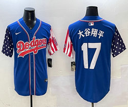 Nike Los Angeles Dodgers #17 大谷翔平 Blue 1(I) flag Joint MLB Jersey