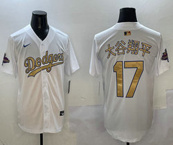 Nike Los Angeles Dodgers #17 大谷翔平 Gold Name Champions Jersey