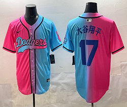 Nike Los Angeles Dodgers #17 大谷翔平 Pink and Blue Joint MLB Jersey
