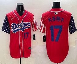 Nike Los Angeles Dodgers #17 大谷翔平 Red 1(I) flag Joint MLB Jersey