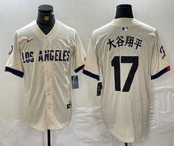 Nike Los Angeles Dodgers #17 大谷翔平 Cream 2024 City Game Authentic Stitched MLB Jersey