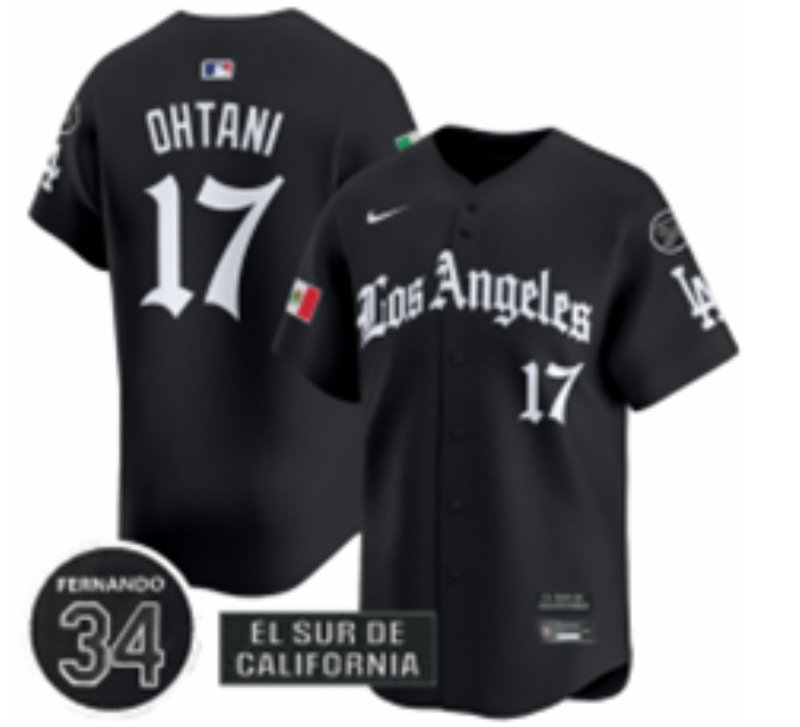Nike Los Angeles Dodgers #17 Shohei Ohtani Black 5(V) Joint With 34 MLB Jersey