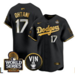 Nike Los Angeles Dodgers #17 Shohei Ohtani Black Glod 2024 World Series Baseball Jersey