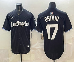 Nike Los Angeles Dodgers #17 Shohei Ohtani Black Gothic Edition Vapor Premier Jersey