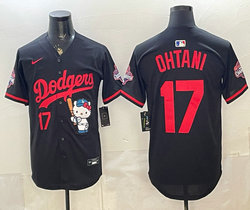 Nike Los Angeles Dodgers #17 Shohei Ohtani Black Hello Kitty Night Jersey