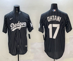 Nike Los Angeles Dodgers #17 Shohei Ohtani Black White stripe Joint Stitched MLB Jersey