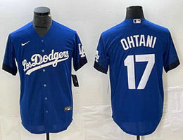 Nike Los Angeles Dodgers #17 Shohei Ohtani Blue City Game Authentic Stitched MLB Jersey