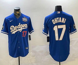 Nike Los Angeles Dodgers #17 Shohei Ohtani Blue Gold font 2024 World Series Baseball Jersey