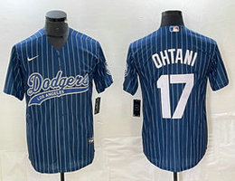 Nike Los Angeles Dodgers #17 Shohei Ohtani Blue Joint White stripe on front Stitched MLB Jersey