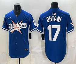 Nike Los Angeles Dodgers #17 Shohei Ohtani Blue Lightning Baseball Jersey