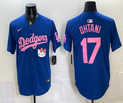 Nike Los Angeles Dodgers #17 Shohei Ohtani Blue Pink Name Hello Kitty Night Jersey
