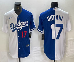 Nike Los Angeles Dodgers #17 Shohei Ohtani Blue White fashion red 17 in front Game Authentic Stitched MLB Jersey
