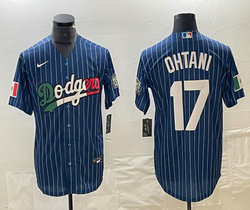 Nike Los Angeles Dodgers #17 Shohei Ohtani Blue White stripe Authentic Stitched MLB jerseys
