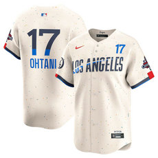 Nike Los Angeles Dodgers #17 Shohei Ohtani Cream 2024 World Series Champions City Connect Stitched Baseball Jersey