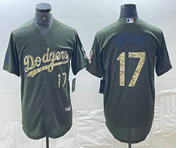 Nike Los Angeles Dodgers #17 Shohei Ohtani Green Salute to Service Authentic Stitched MLB Jersey