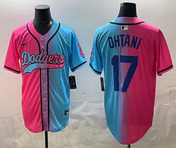Nike Los Angeles Dodgers #17 Shohei Ohtani Pink and Blue Joint MLB Jersey