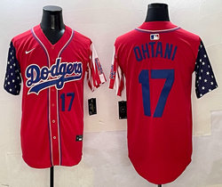 Nike Los Angeles Dodgers #17 Shohei Ohtani Red 1(I) flag Joint MLB Jersey
