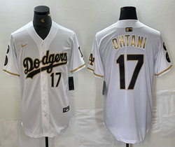 Nike Los Angeles Dodgers #17 Shohei Ohtani Third White Gold Stitched MLB Jersey