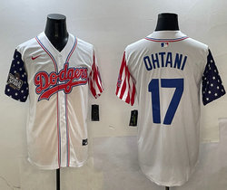 Nike Los Angeles Dodgers #17 Shohei Ohtani White 1(I) flag Joint MLB Jersey