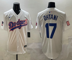 Nike Los Angeles Dodgers #17 Shohei Ohtani White 2(II) Joint Authentic Stitched MLB Jersey