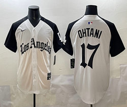 Nike Los Angeles Dodgers #17 Shohei Ohtani White Black 5(V) Joint MLB Jerseys