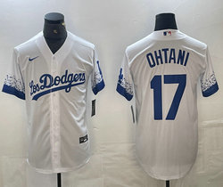 Nike Los Angeles Dodgers #17 Shohei Ohtani White City Game Authentic Stitched MLB Jersey