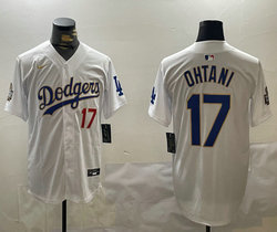 Nike Los Angeles Dodgers #17 Shohei Ohtani White Gold 2024 World Series Jersey